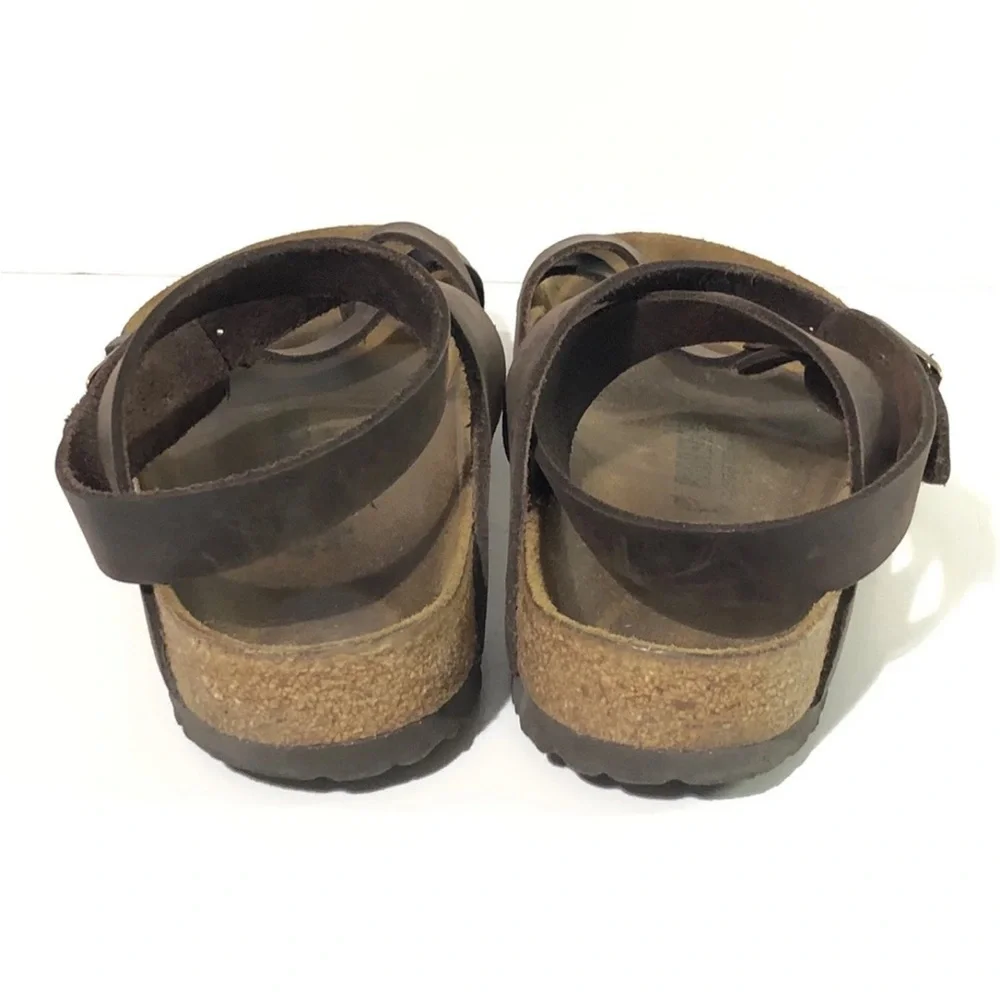 Birkenstock Women’s Brown Oiled Leather Ankle Strap Buckle Sandals